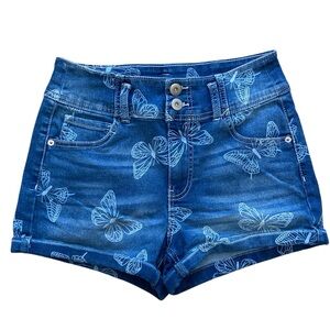 No Boundaries Butterfly Print Denim Shorts - Juniors Size 11